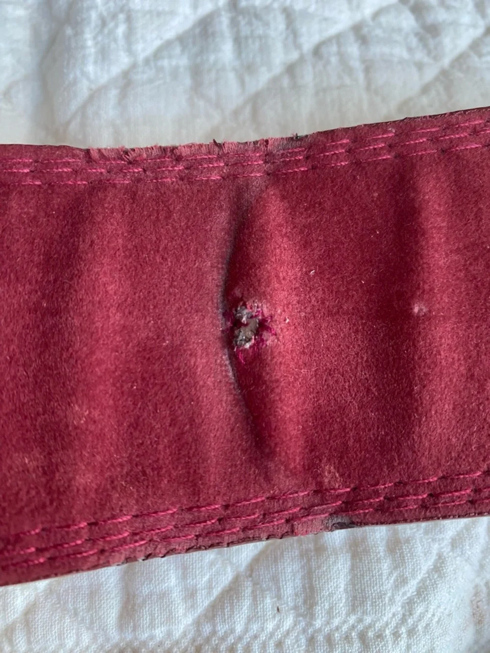 Retro 1980s style wide Burgundy Merlot Red Suede Women's Belt Silver Buckle 32”